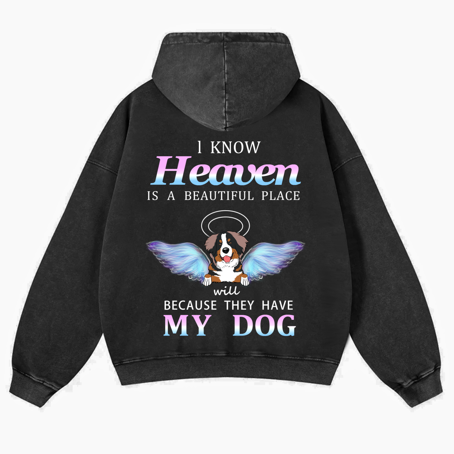 Heaven Is A Beautiful Place - Personalized Custom Unisex Washed Hoodie