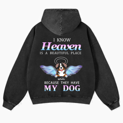 Heaven Is A Beautiful Place - Personalized Custom Unisex Washed Hoodie