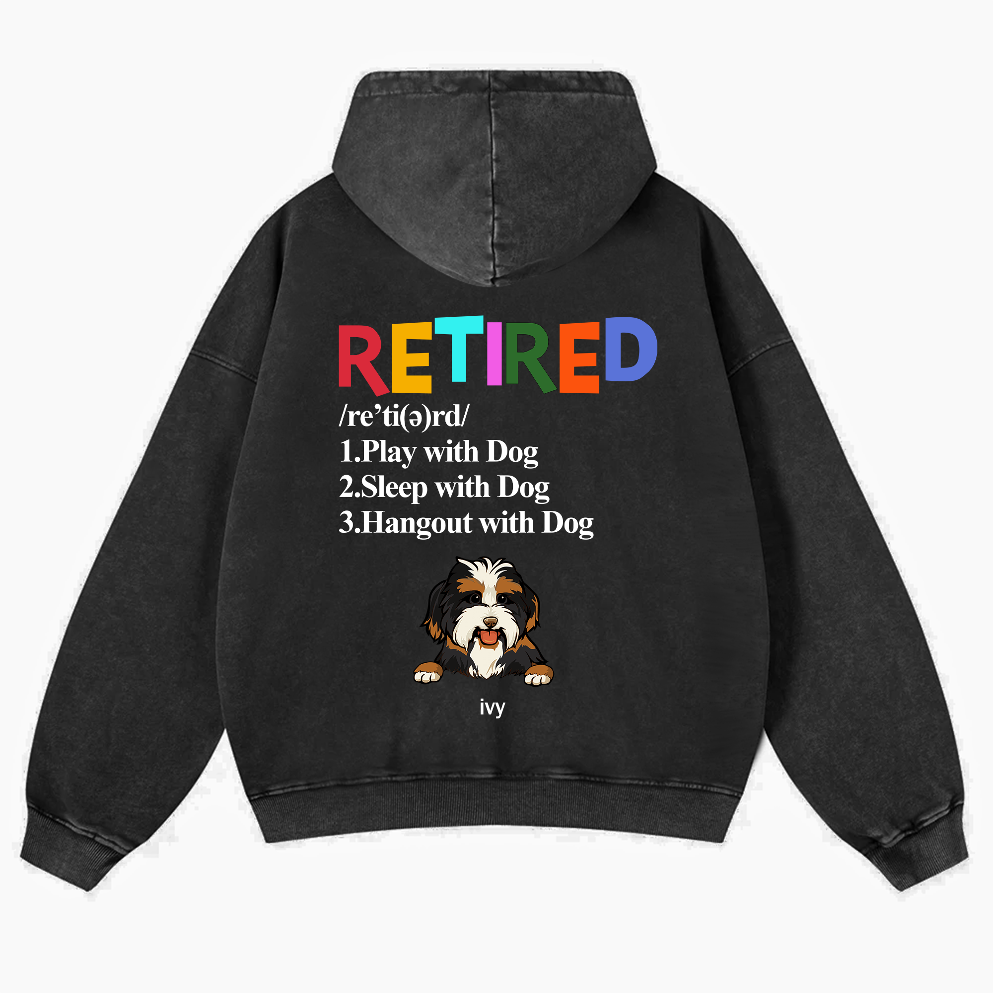 Retired,Play With Dog - Personalized Custom Unisex Washed Hoodie