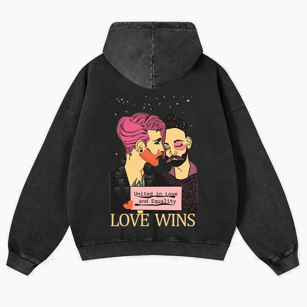 United in Love and Equality Love Wins Washed Hoodie wearishow