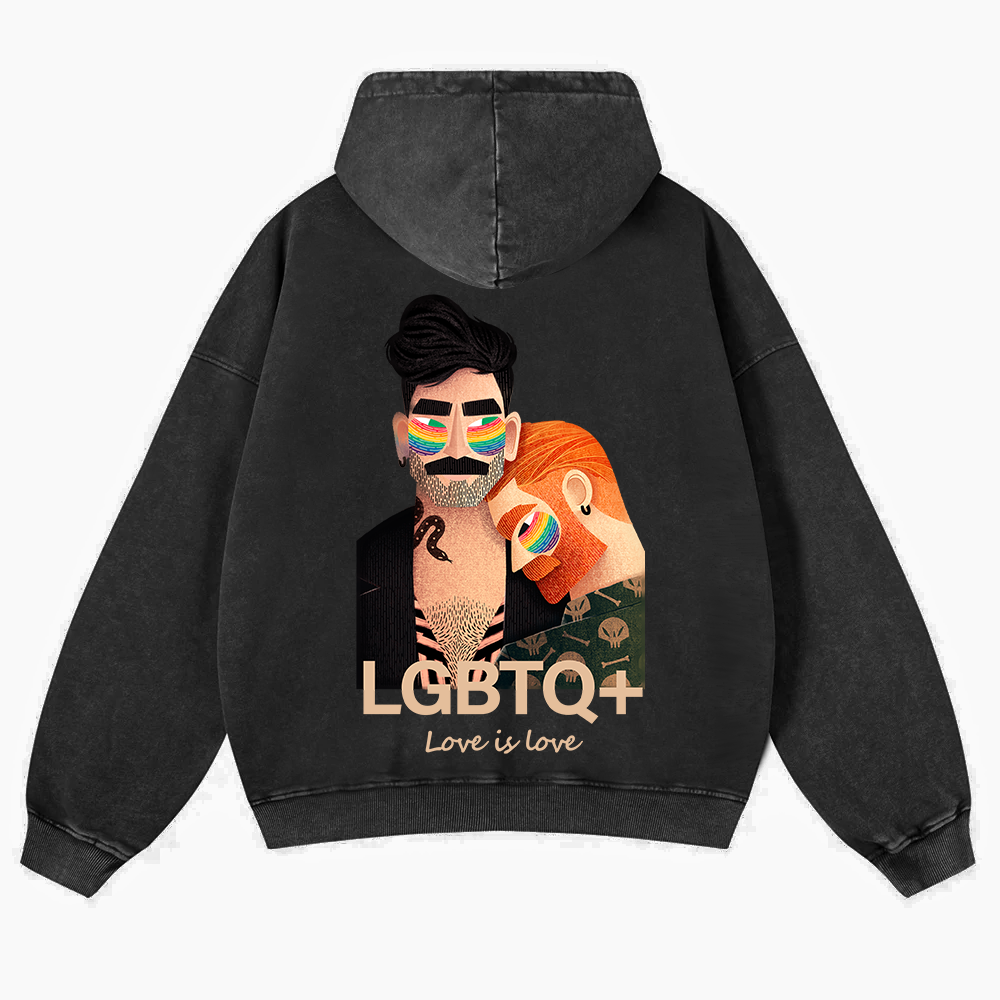 Lgbtq+ Love Is Love Washed Hoodie wearishow