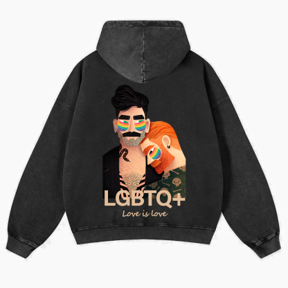 Lgbtq+ Love Is Love Washed Hoodie wearishow