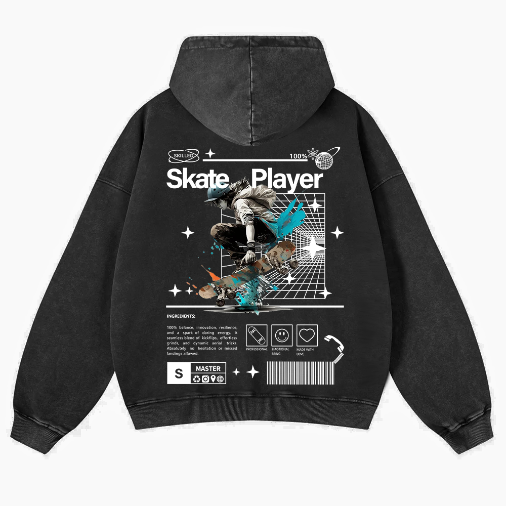 Skate Player  Washed Hoodie wearishow
