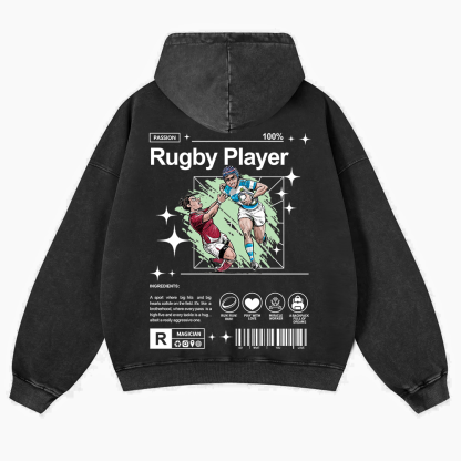 Rugby Player Washed Hoodie wearishow