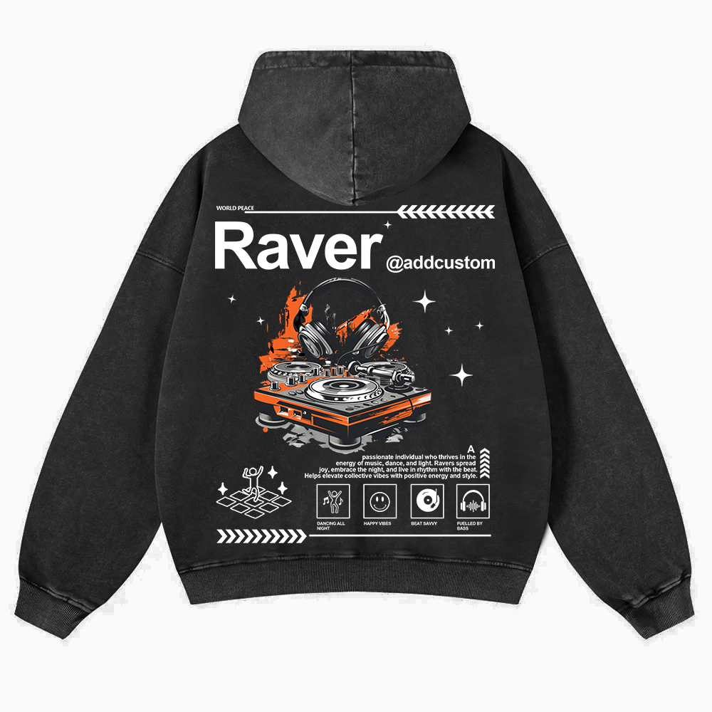 Addcustom Raver Washed Hoodie wearishow