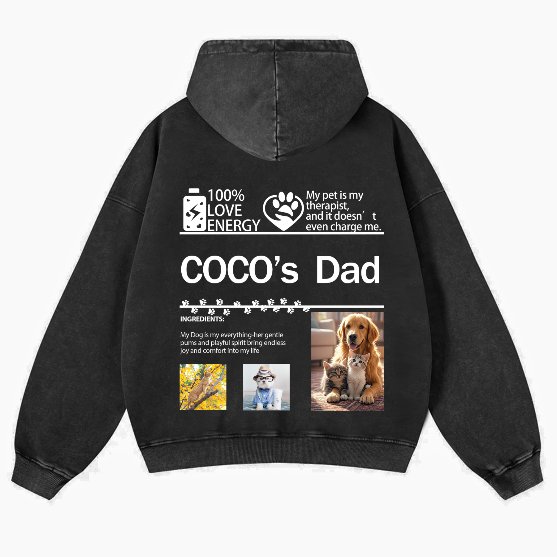Pet Photo Creative Customized Unisex Washed Hoodie