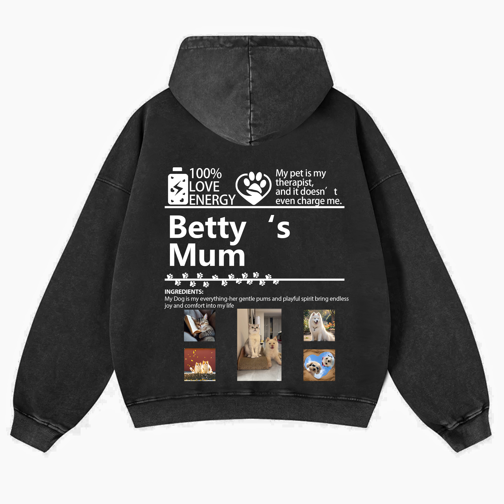 Pets Photos Creative Customized Unisex Washed Hoodie