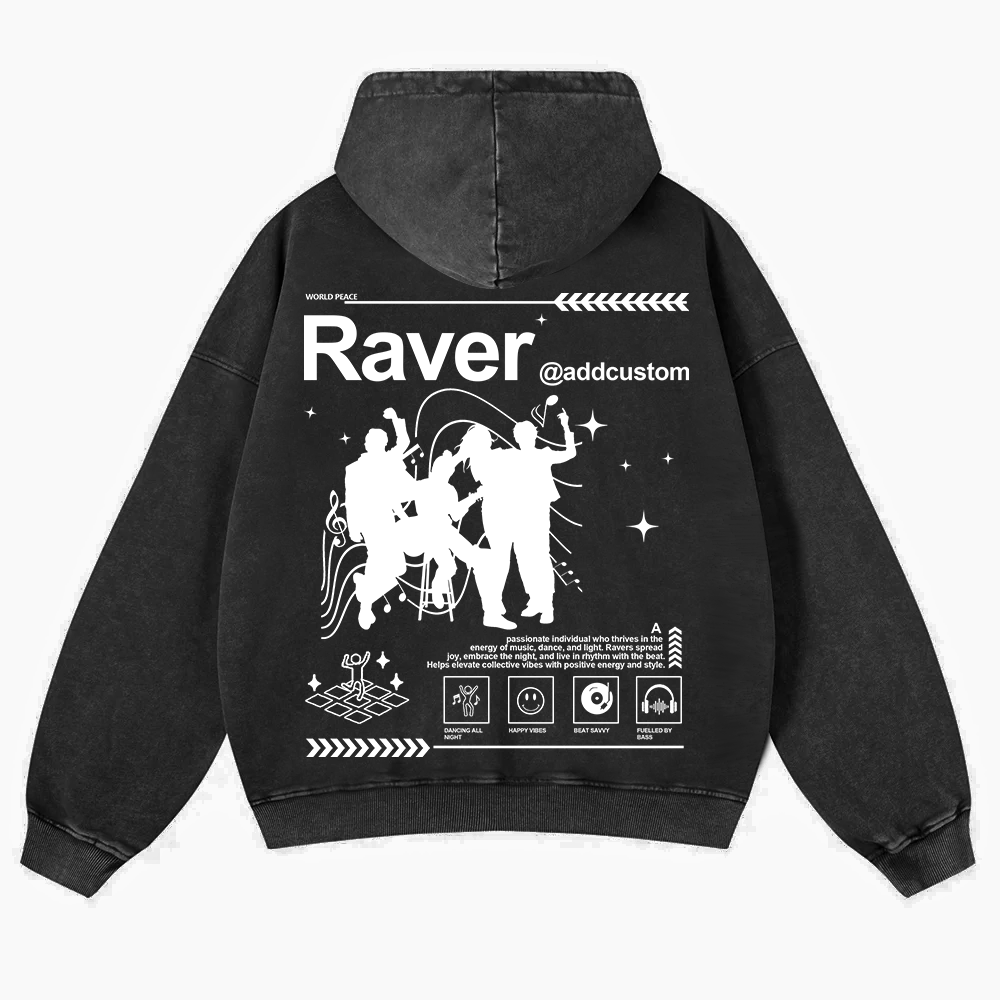 Addcustom Raver Washed Hoodie wearishow