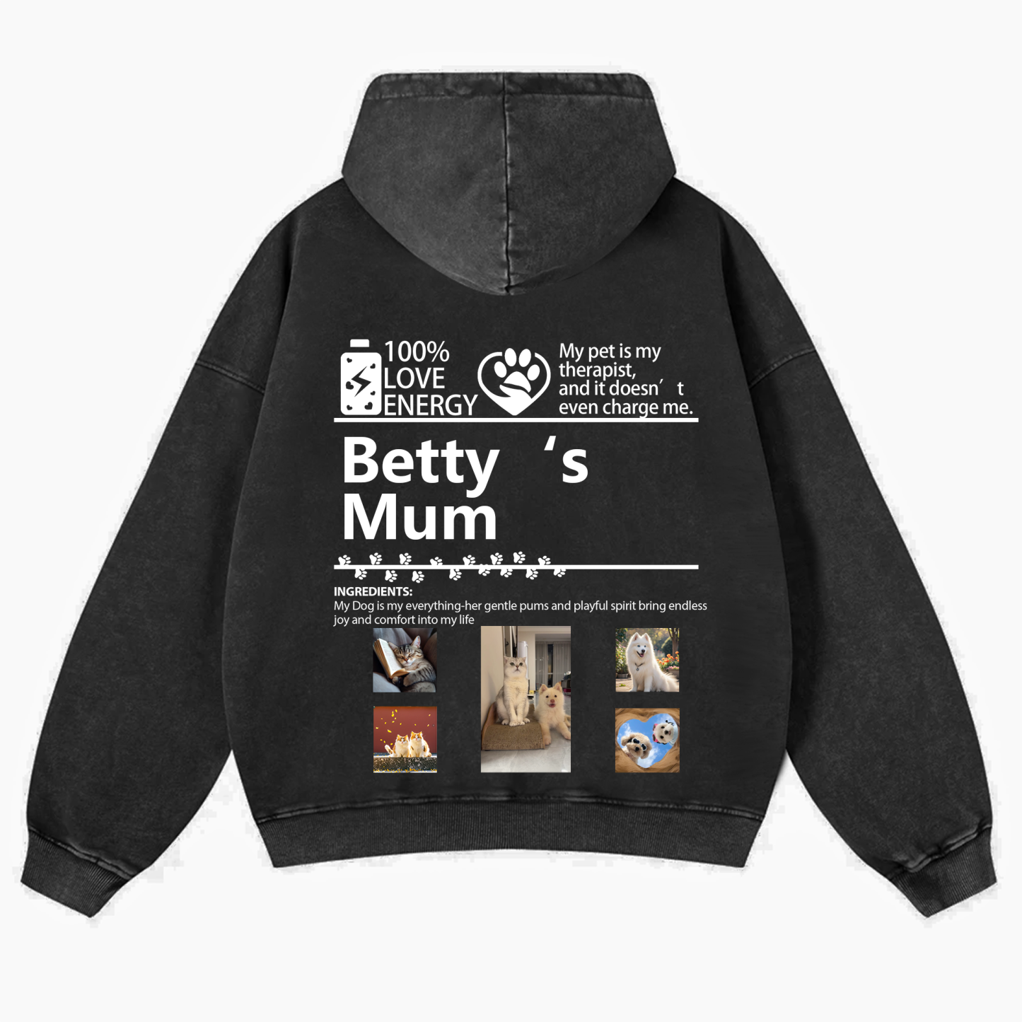 Pets Photos Creative Customized Unisex Washed Hoodie