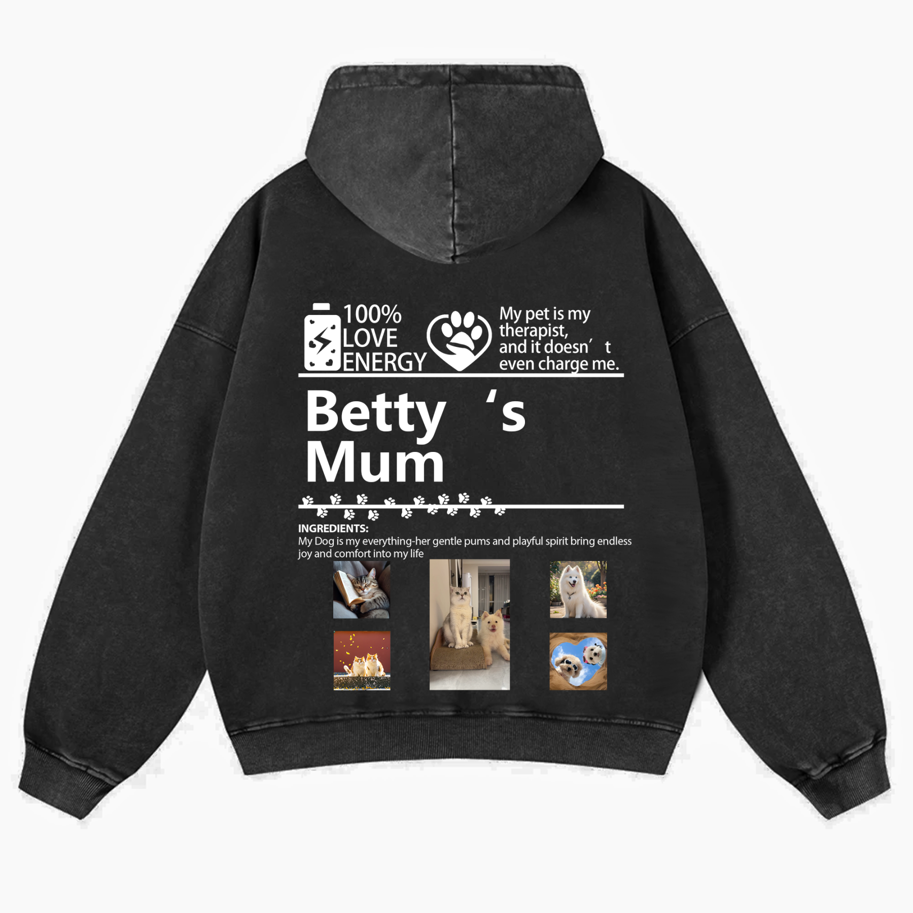 Pets Photos Creative Customized Unisex Washed Hoodie