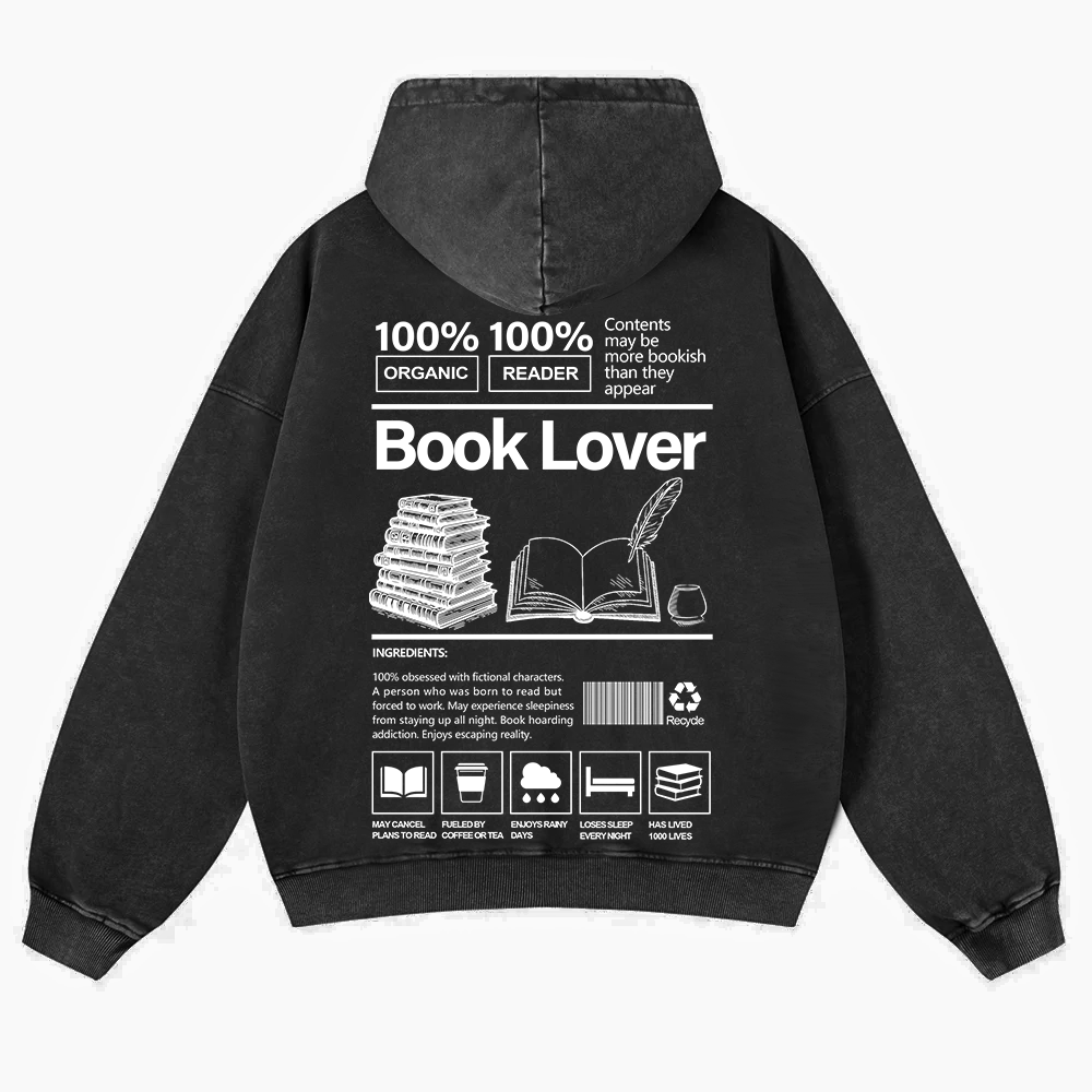 Book Lover Washed Hoodie wearishow