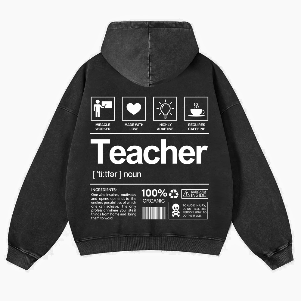 Teacher Washed Hoodie wearishow