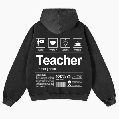 Teacher Washed Hoodie wearishow