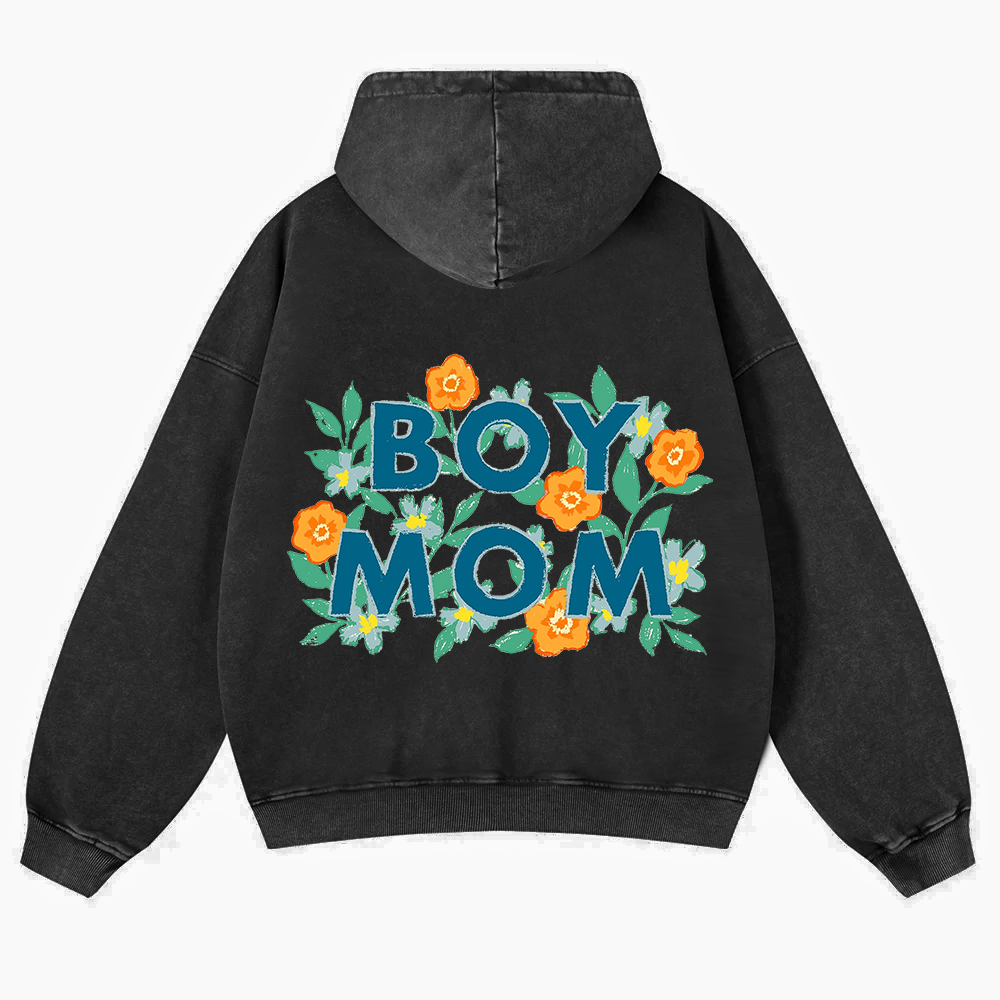 Boy Mom Washed Hoodie wearishow