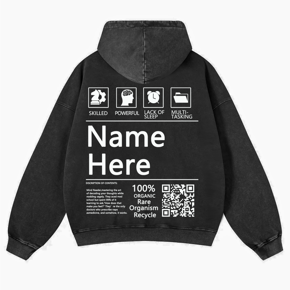 QR Code Customized Unisex Fit Washed Hoodie