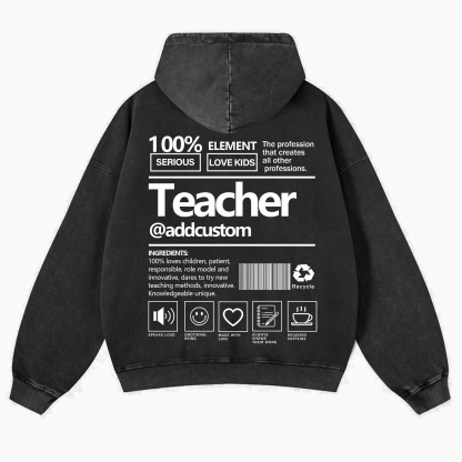 Teacher Addcustom Casual Washed Hoodie wearishow