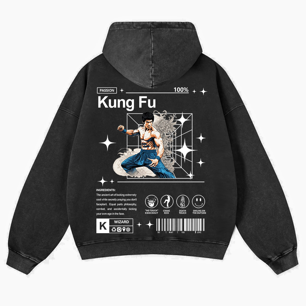Kung Fu Washed Hoodie wearishow