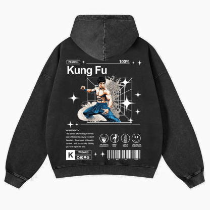 Kung Fu Washed Hoodie wearishow