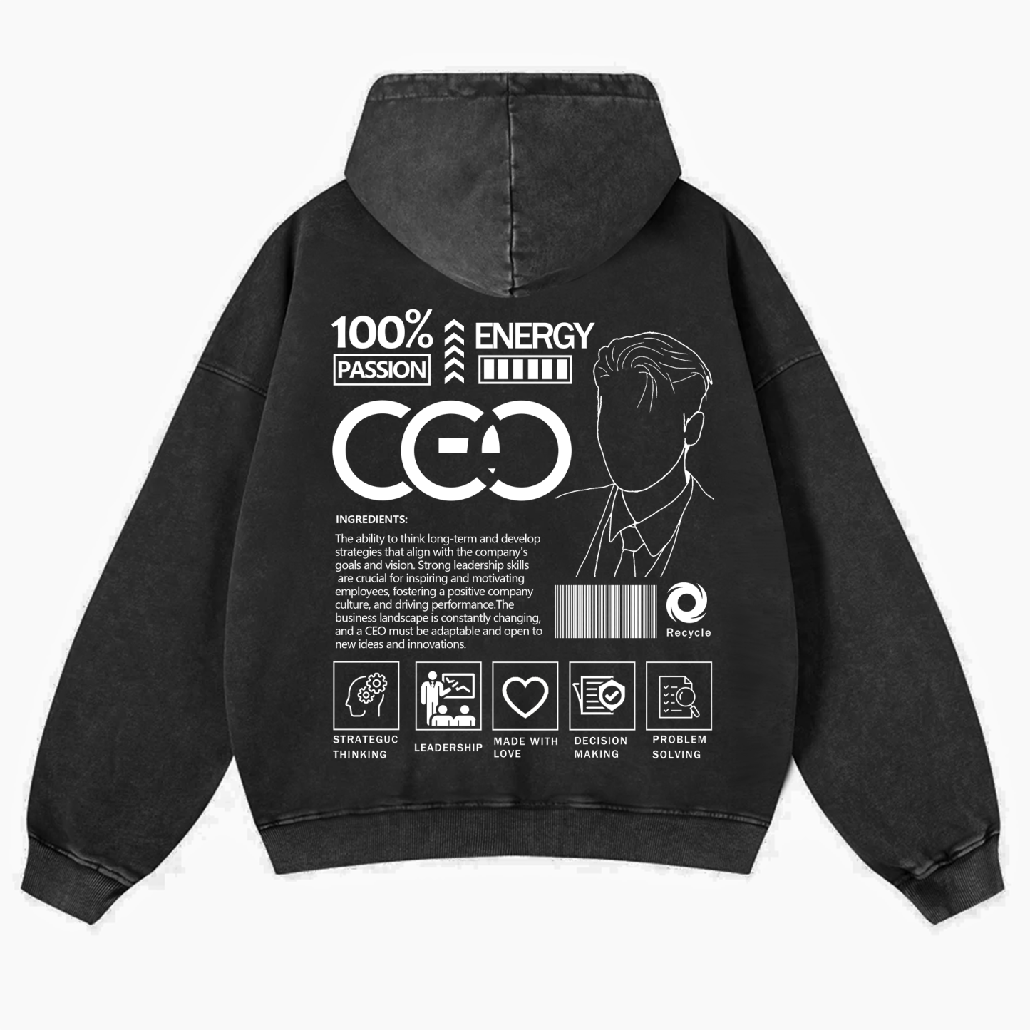 CEO  Unisex Fit Vintage Washed Hoodie