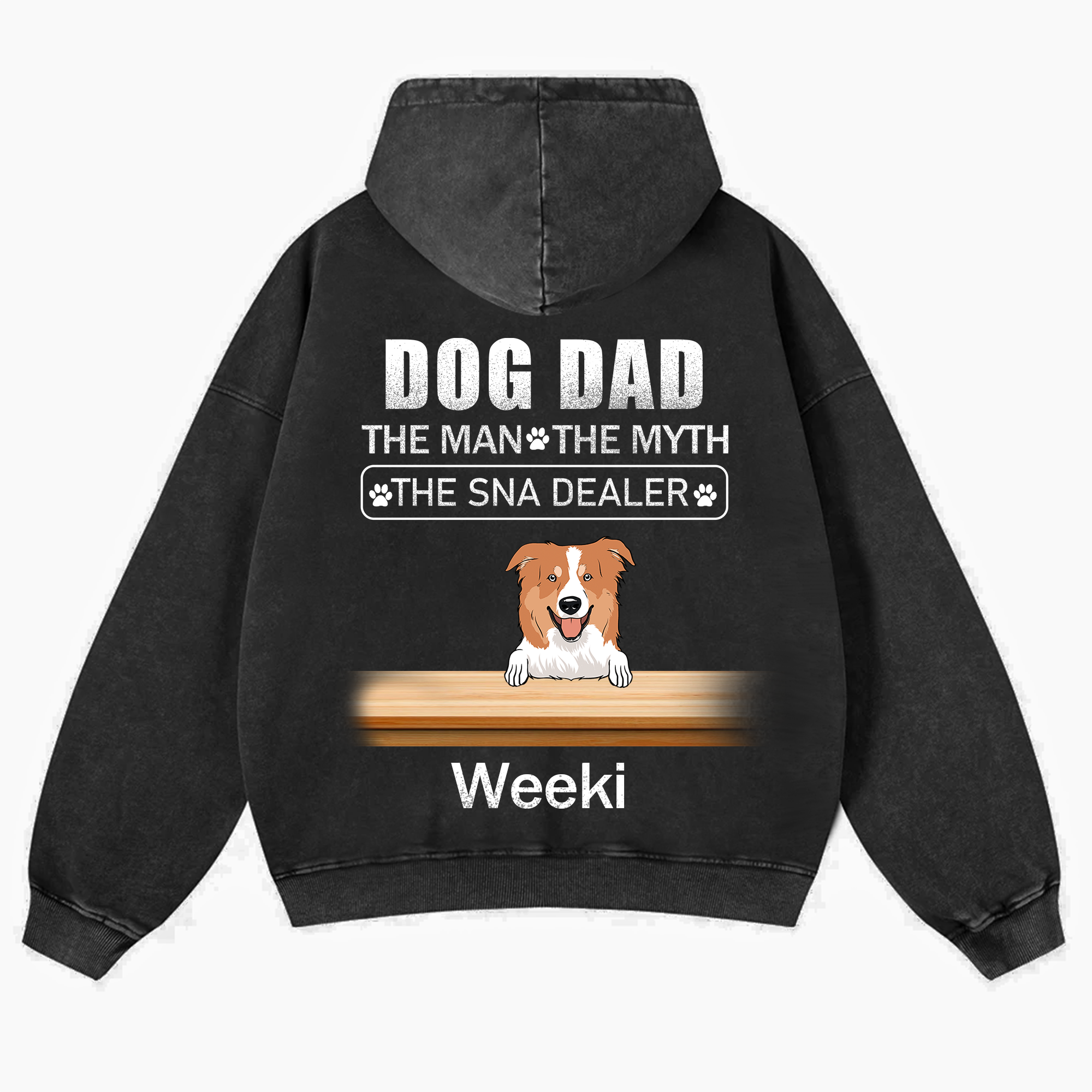 Dog Dad The Man The Myth The Snack Dealer - Personalized Custom Unisex Washed Hoodie