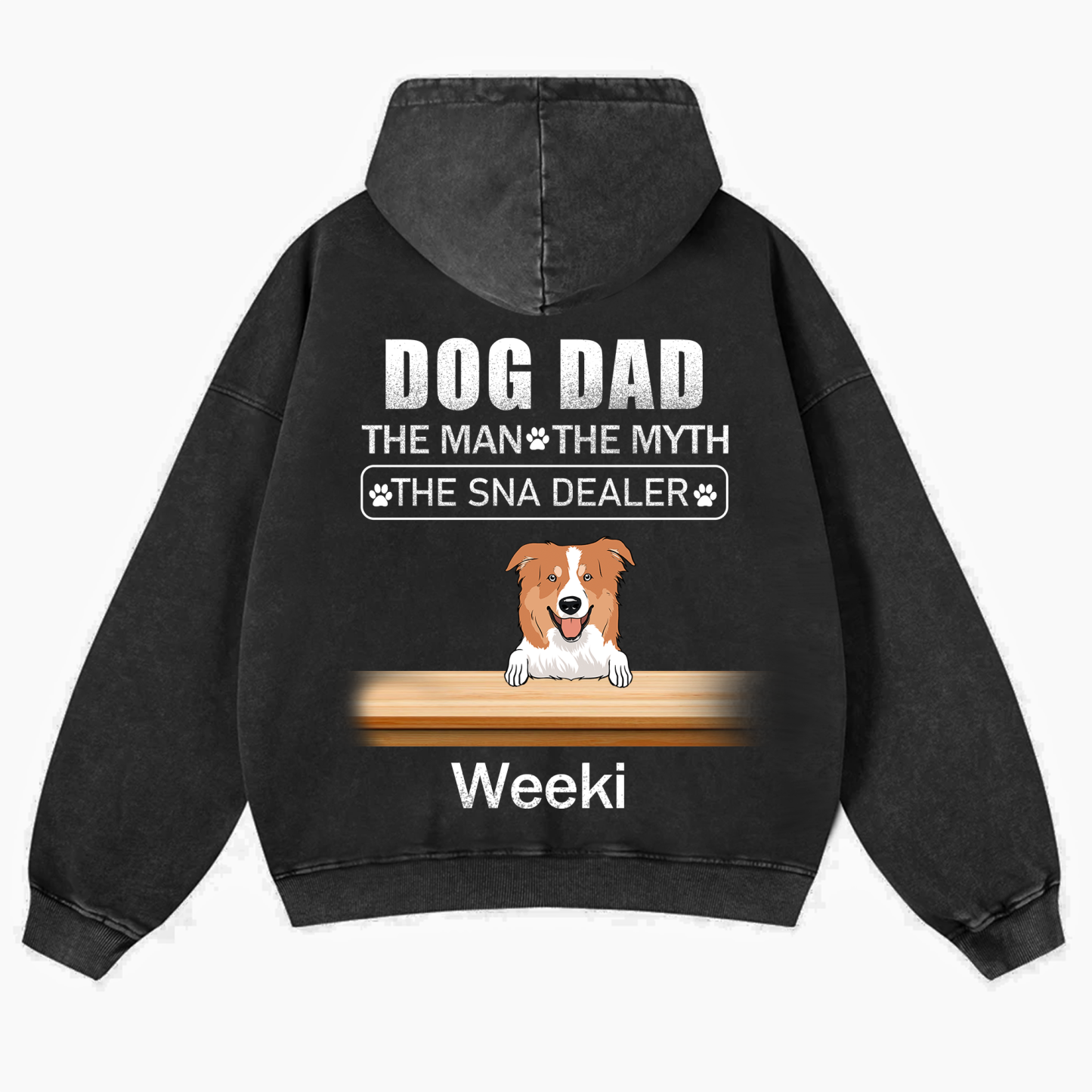 Dog Dad The Man The Myth The Snack Dealer - Personalized Custom Unisex Washed Hoodie