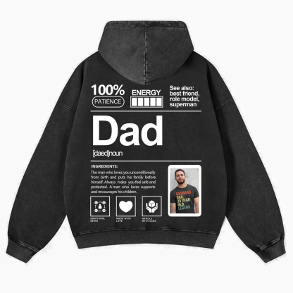 Addcustom Photo Dad Vintage Washed Hoodie