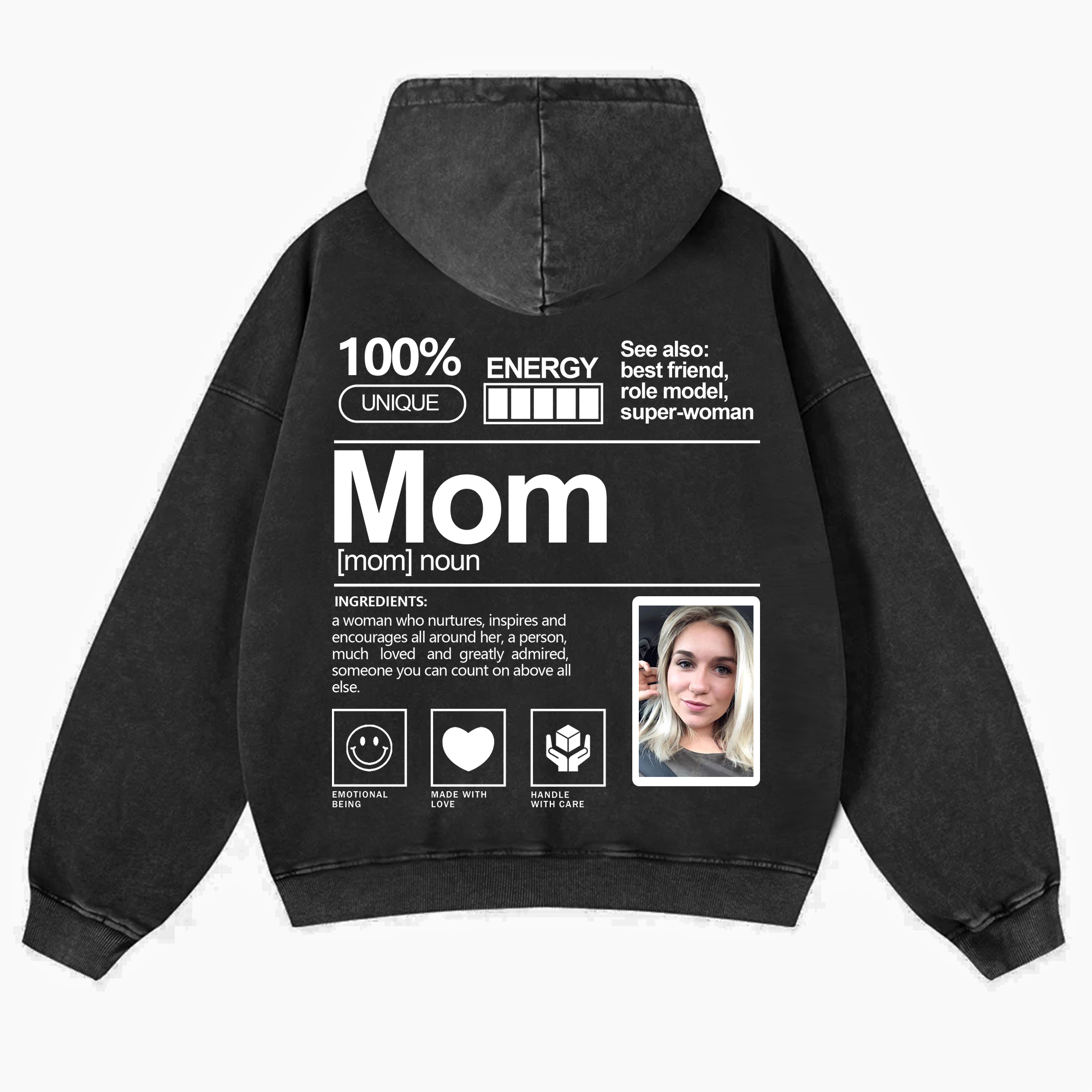 Addcustom Photo Mom Vintage Washed Hoodie