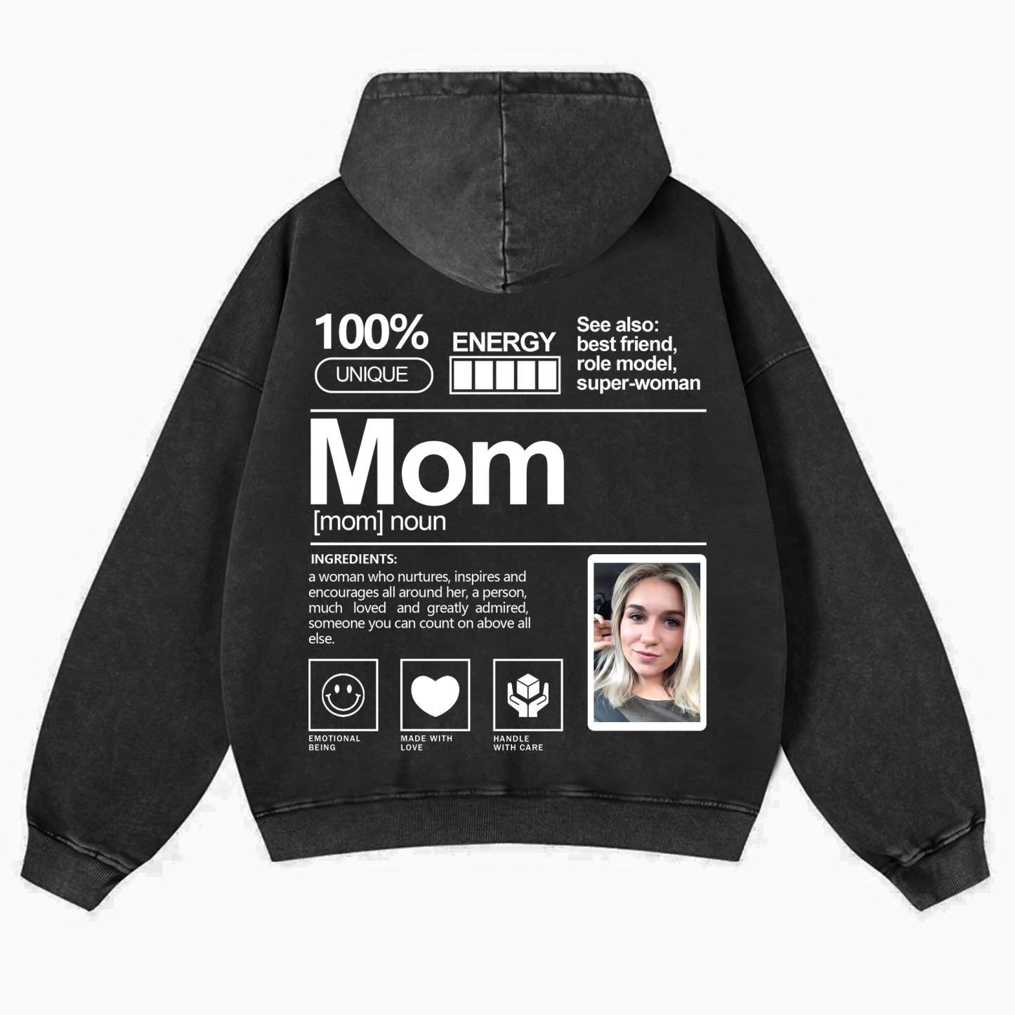 Addcustom Photo Mom Vintage Washed Hoodie