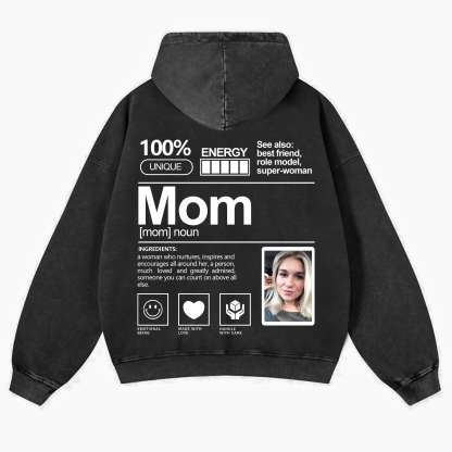 Addcustom Photo Mom Vintage Washed Hoodie