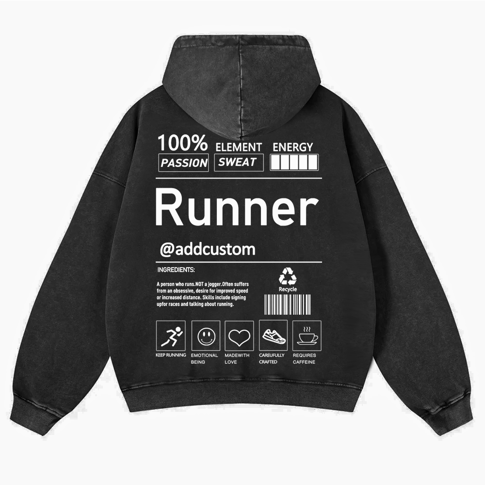 Addcustom Runner Casual Washed Hoodie