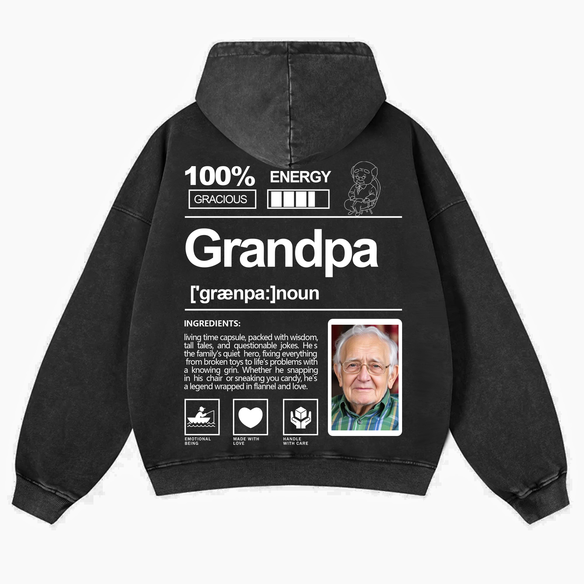 Addcustom Photo family Vintage Washed Hoodie