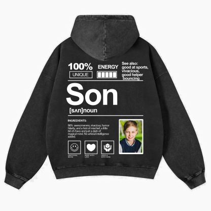Addcustom Photo Son Vintage Washed Hoodie