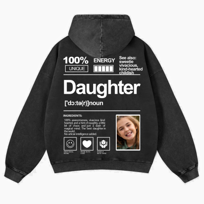 Addcustom Photo Daughter Vintage Washed Hoodie