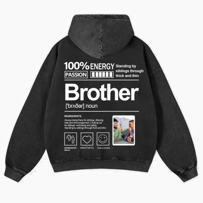 Addcustom Photo Brother Vintage Washed Hoodie