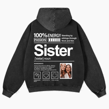 Addcustom Photo Sister Vintage Washed Hoodie