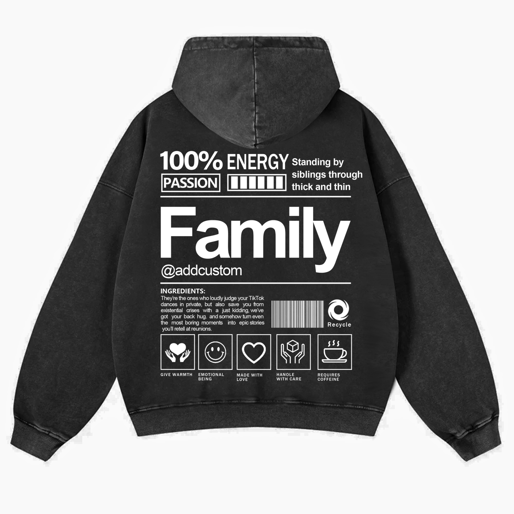 Family Addcustom  Vintage Washed Hoodie
