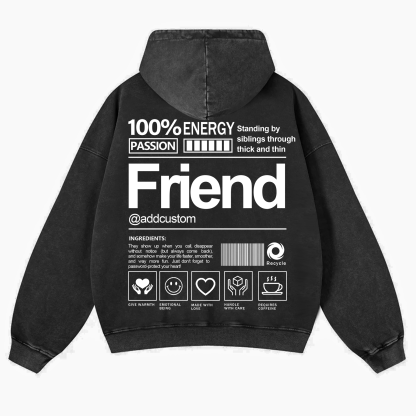 Friend Addcustom  Vintage Washed Hoodie
