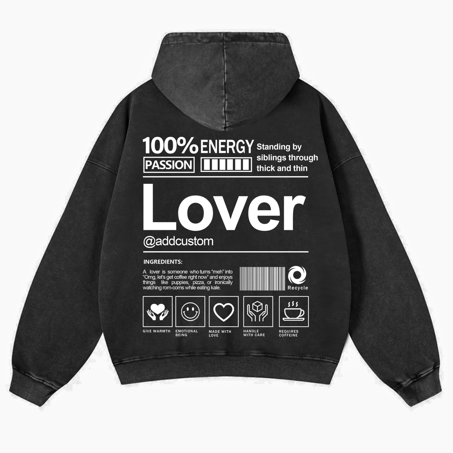 Lover Addcustom  Vintage Washed Hoodie