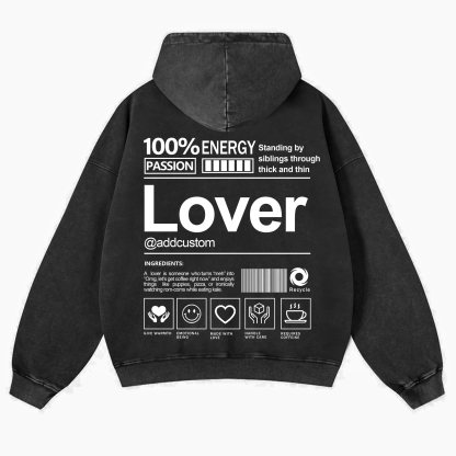Lover Addcustom  Vintage Washed Hoodie