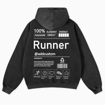 Addcustom Runner Casual Washed Hoodie