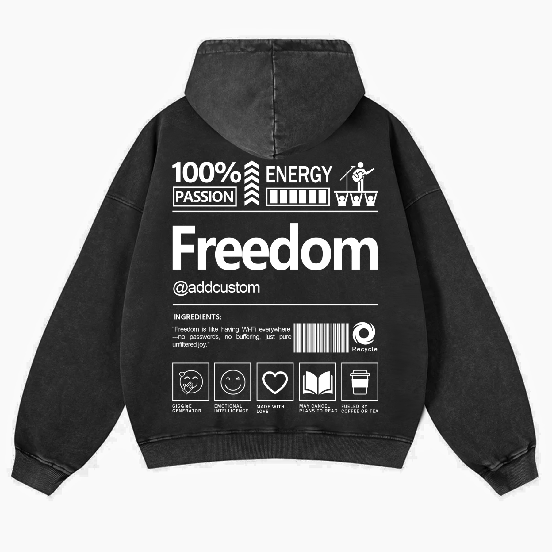 Freedom Addcustom  Vintage Washed Hoodie