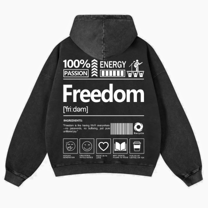 Freedom Unisex Fit Vintage Washed Hoodie
