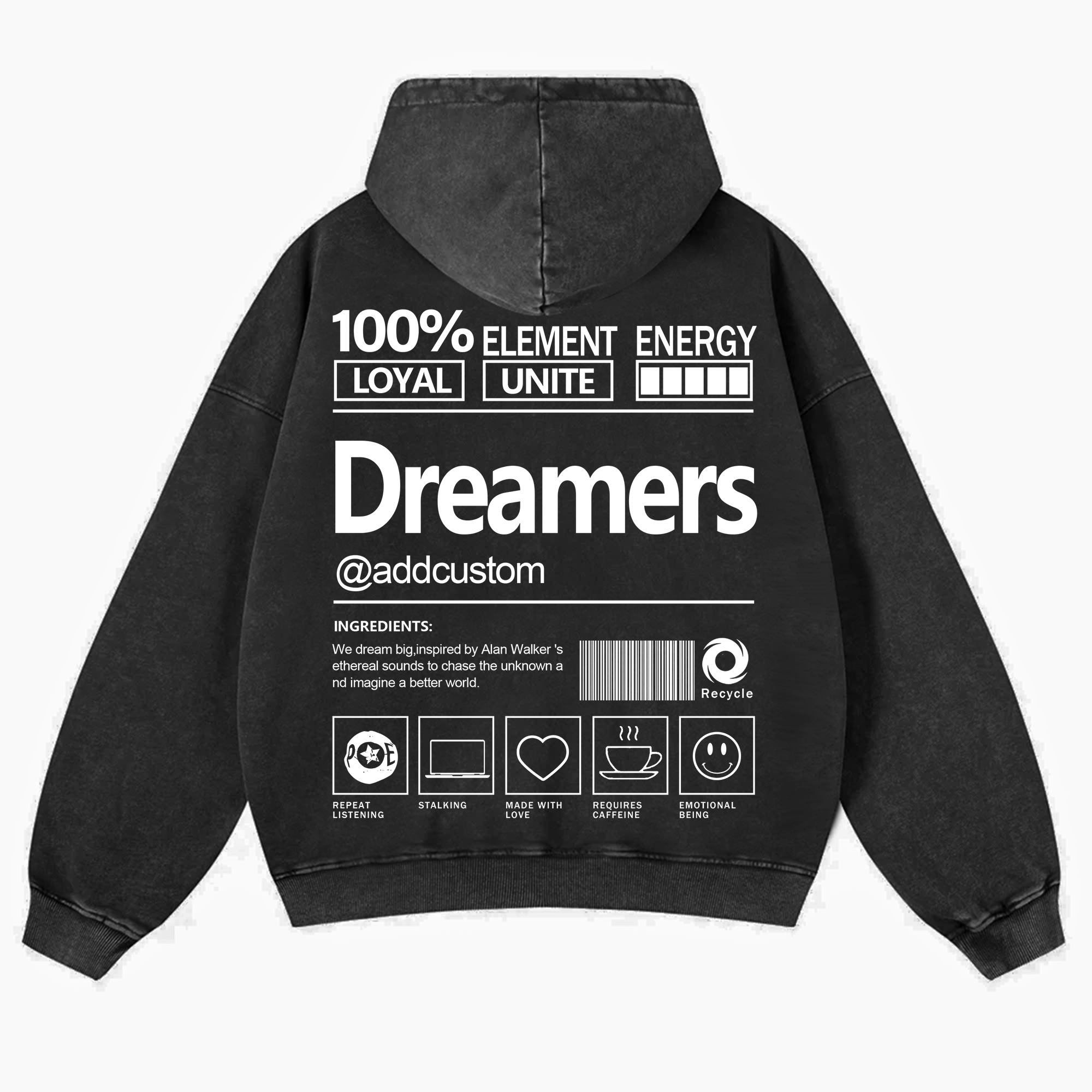 Dreamers Addcustom Unisex Fit Vintage Washed Hoodie