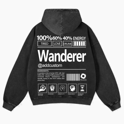 Wanderer Addcustom Unisex Fit Vintage Washed Hoodie