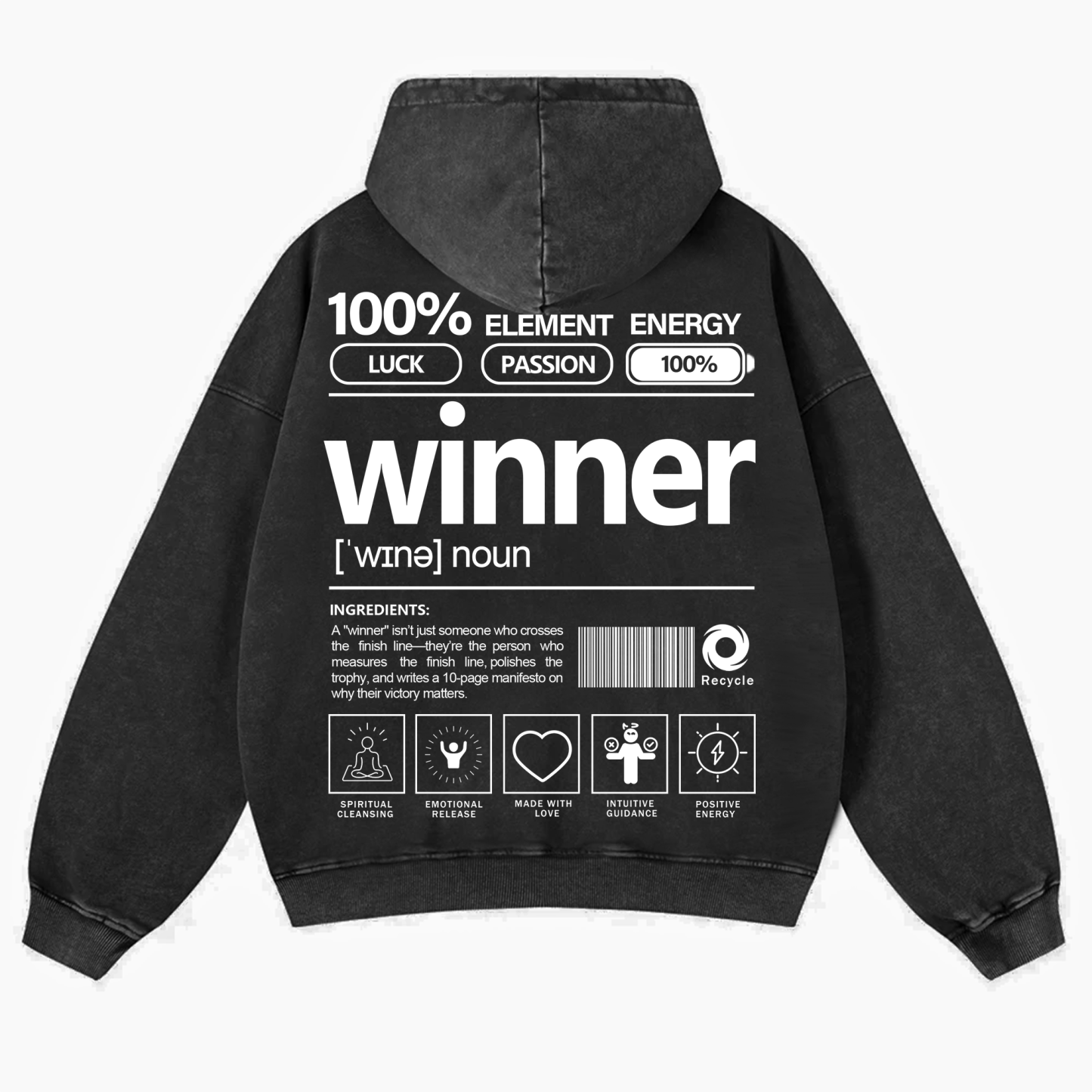 Winner Unisex Fit Vintage Washed Hoodie
