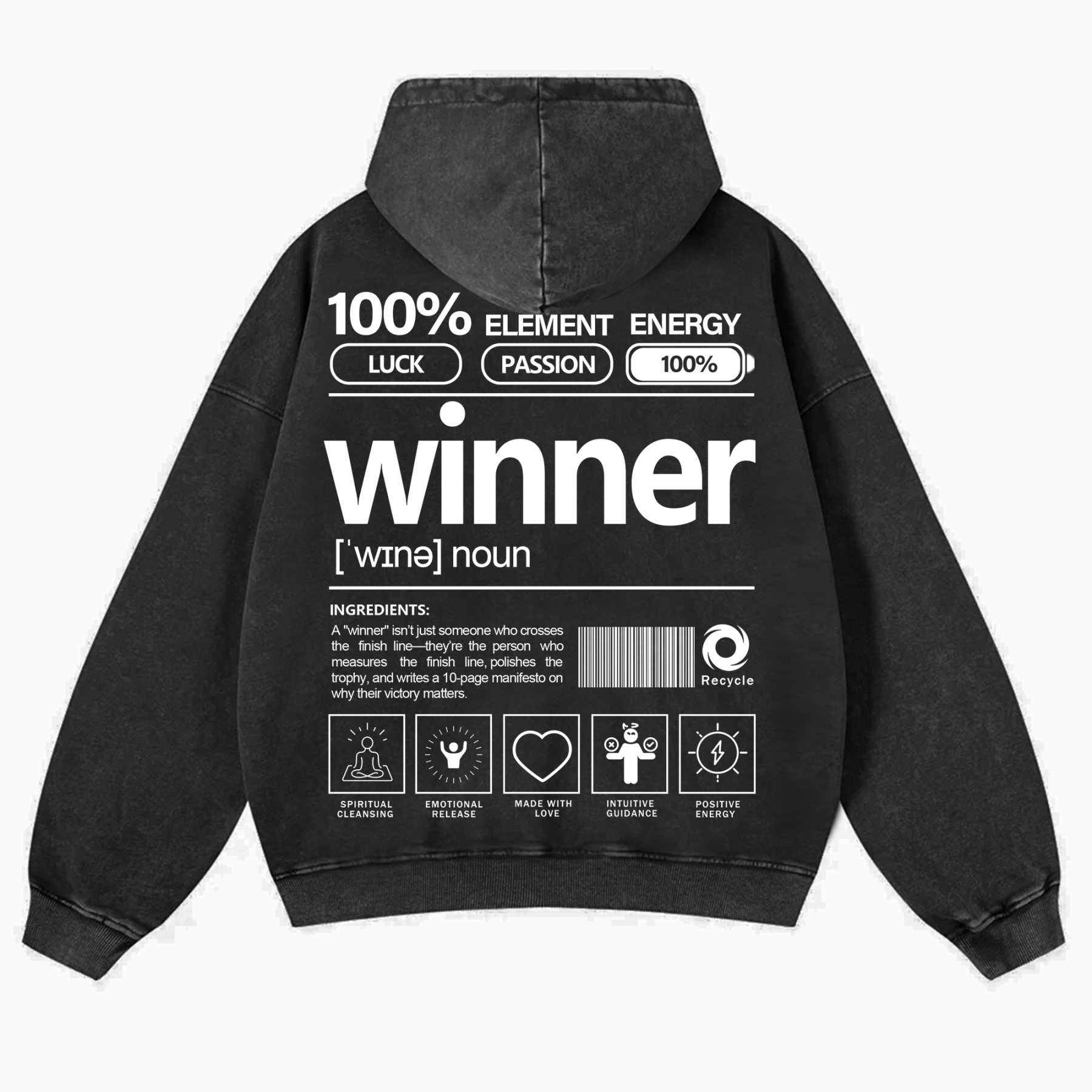 Winner Unisex Fit Vintage Washed Hoodie