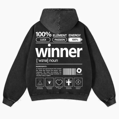 Winner Unisex Fit Vintage Washed Hoodie