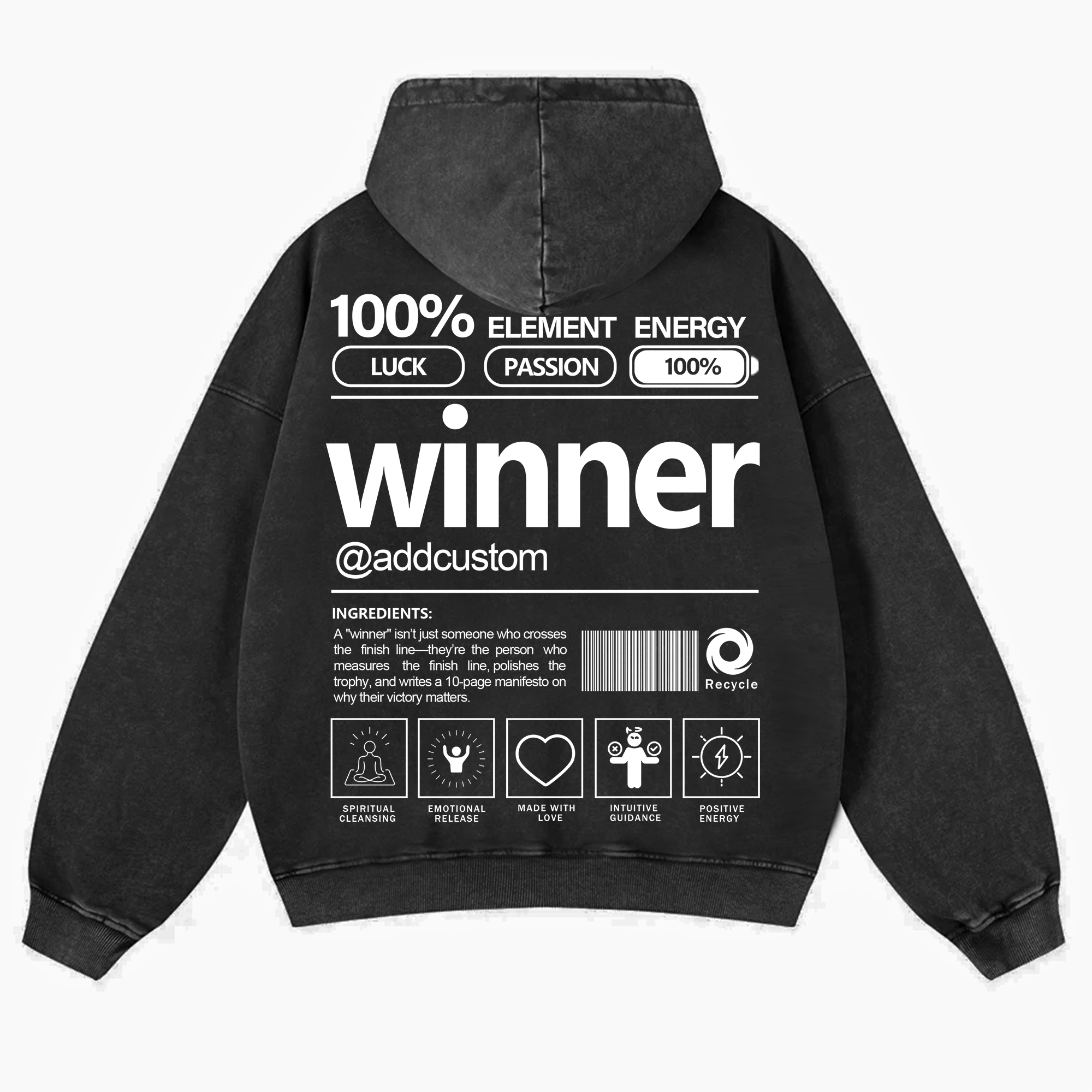 Winner Addcustom Unisex Fit Vintage Washed Hoodie