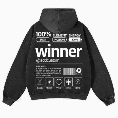 Winner Addcustom Unisex Fit Vintage Washed Hoodie