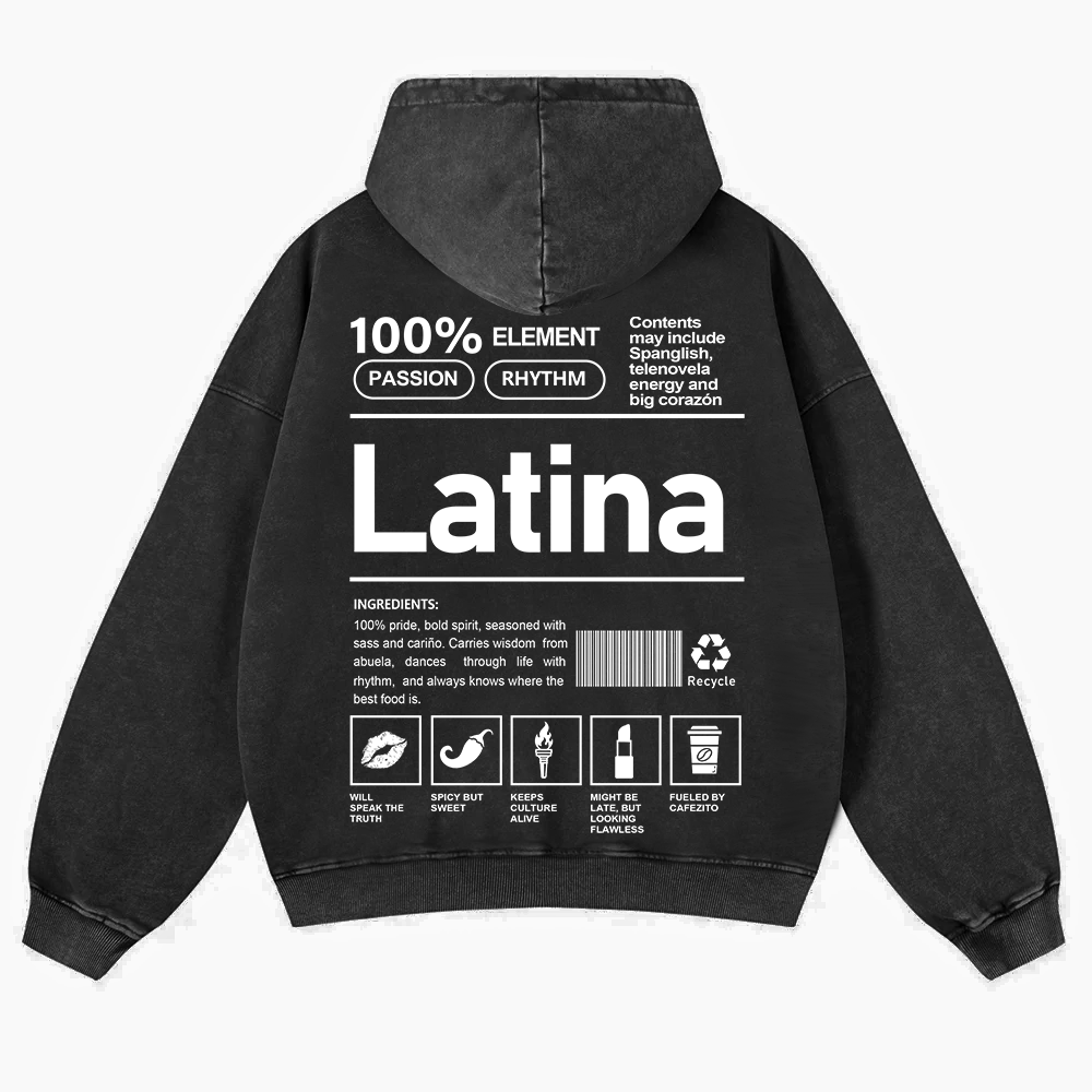Latina Unisex Fit  Washed Hoodie wearishow